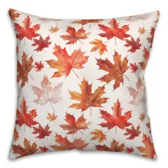Watercolor Orange Leaf Pattern 18" x 18" Indoor / Outdoor Pillow