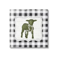 Stupell Industries Seasonal Easter Baby Calf Spring Tartan Pattern Canvas Wall Art