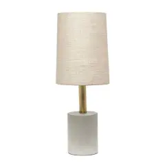 Lalia Home 18" Antique Brass Concrete Table Lamp with Linen Shade Brass and Khaki