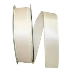 JAM Paper 1.5" x 50yd. Satin Value Wired Ribbon Ivory