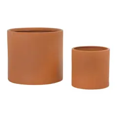 Hello Honey&reg; Stoneware Planters with Embossed Cross Hatch Texture Set Brown