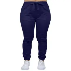 Galaxy By Harvic Loose Fit Stretch Twill Women's Joggers Navy