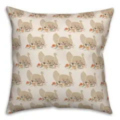 Neutral Turkey Pattern Throw Pillow