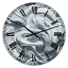 Designart Waves of White Gray Paint Large Modern Wall Clock