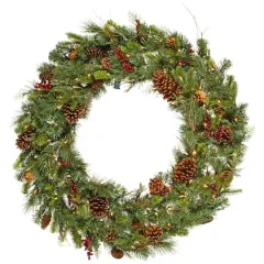 36" Pre-Lit Cibola Mixed Berry Christmas Wreath, Warm White LED Lights