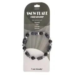 John Bead Snow Flake Gray & Obsidian Natural Stone Bracelet