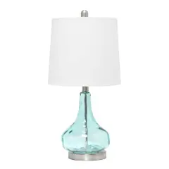 Lalia Home 23" Glass Table Lamp with White Fabric Shade Clear Blue