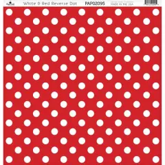 Paper Caf&eacute; White & Red Reverse Dot 12" x 12" Cardstock, 15 Sheets