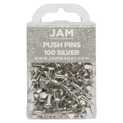 JAM Paper Colorful Standard Push Pins, 100ct. Silver