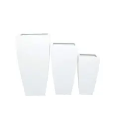 White Modern Planter, Set of 3" 30", 25", 20"