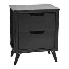 Hello Honey&reg; 26" Yume Mid Century Modern Solid Wood Nightstand with 2 Storage Drawers Black Stain Finish