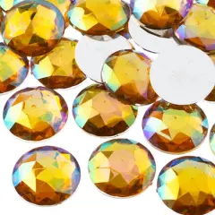 John Bead 25mm AB Acrylic Round Flat Back Rhinestones, 100ct. Gold AB