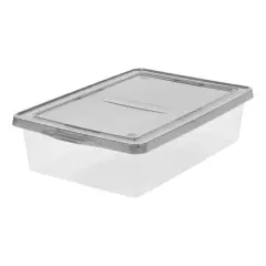 IRIS&reg; 28qt. Clear Snap Top Storage Box with Gray Lid