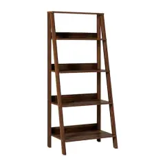 Walker Edison 55" Walnut Modern Ladder Bookshelf