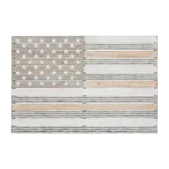 White Wood French Country American Flag Wall Decor, 26" x 38" x 2"
