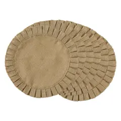 Natural Jute Round Ruffle TrimPlacemat Set/6