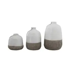 Hello Honey&reg; White & Gray Stripe Terracotta Vase Set