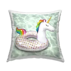 Stupell Industries Fashion Brand Glam Rainbow Unicorn Throw Pillow, 18" x 18"