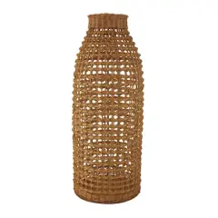 30.5" Brown Open Frame Woven Rattan Vase