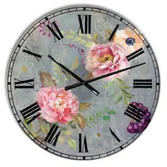 Designart 'Peonies And Paisley Cabin Wall Clock