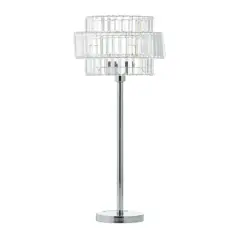 Silver Iron Contemporary Table Lamp, 30" x 13" x 13"