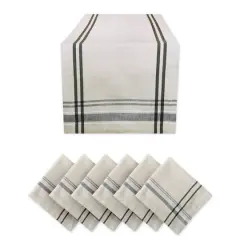 DII&reg; Black French Stripe Table Runner & Napkin Set