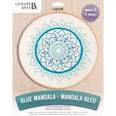 Leisure Arts&reg; 8" Blue Mandala Embroidery Kit