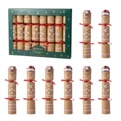 Glitzhome&reg; 8PK 2"D x 12"H Gingerbread Man Christmas Party Crackers with Gift Contents
