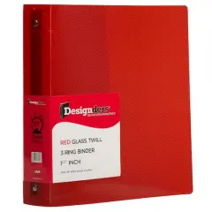 JAM Paper 1.5" Glass Twill Plastic 3-Ring Binder Red