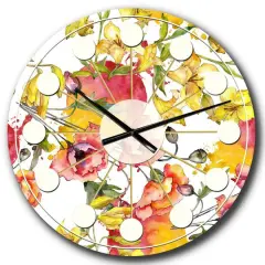 Designart 'Retro Handdrawn Poppies Iv Mid-Century Modern Wall Clock