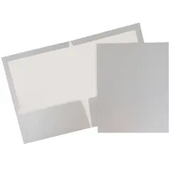 JAM Paper Glossy Laminated Two Pocket Folders, 25ct. Silver