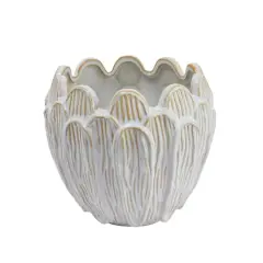 Hello Honey&reg; 8" Ivory Stoneware Flower Shaped Planter