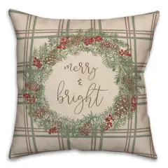 Merry & Bright Plaid Square Throw Pillow
