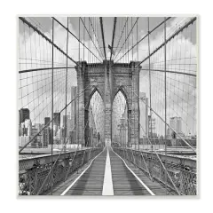 Stupell Industries Brooklyn Bridge Black White Industrial Landscape City Architecture,12" x 12"