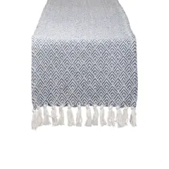 DII&reg; 72" French Blue Diamond Woven Table Runner