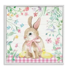 Stupell Industries Easter Bunny & Chicks Framed Giclee Art White