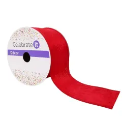 2.5" x 25ft. Red Velvet Wired Ribbon by Celebrate It&trade;
