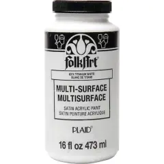 FolkArt&reg; Multi-Surface Satin Acrylic Paint, 16oz. 6374 Titanium White