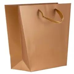 JAM Paper Metallic Copper Matte Trapezoid Gifts Bags, 100ct.
