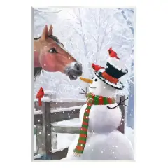 Stupell Industries Horse Eating Snowman Carrot Scene Wall Plaque Art