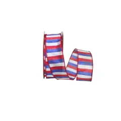 The Ribbon Roll 1.5" x 20yd. Wired Patriotic Stripes Ribbon