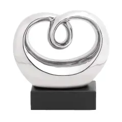 10" Silver Ceramic Modern Abstract Sculpture