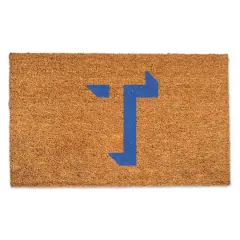 Blue Shadow Monogram Natural Coir Doormat T