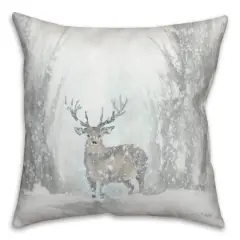 Deer In Winter 18x18 Throw Pillow