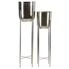 CosmoLiving by Cosmopolitan Silver Metal Tall Glam Planter Set