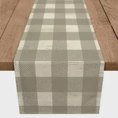 72" Taupe Buffalo Check Cotton Twill Runner