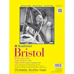 Strathmore Bristol Paper Pad, 300 Series, Tape-Bound, 20 Sheets, Vellum, 9" x 12"