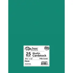 PA Paper&trade; Accents Muslin 8.5" x 11" 73lb. Cardstock, 25 Sheets Aqua