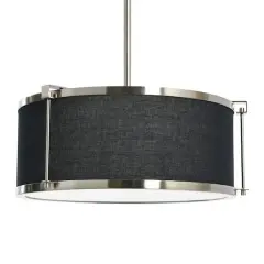 Hello Honey&reg; Robert Stevenson Lighting Harrison Metal Ceiling Light with Captured Linen Shade Black/Brushed Nickel