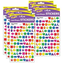 Trend Enterprises&reg; superShapes Basic Shapes Stickers, 6 Packs of 800ct.